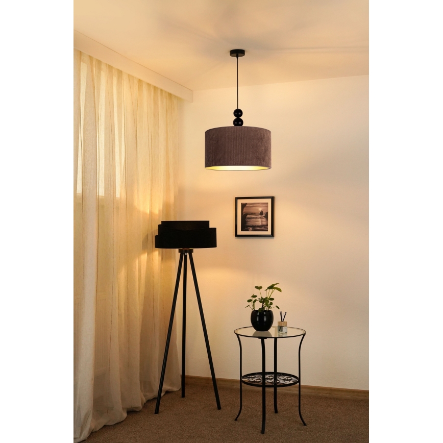 Duolla - Candeeiro suspenso LYON 1xE27/15W/230V diâmetro 40 cm castanho