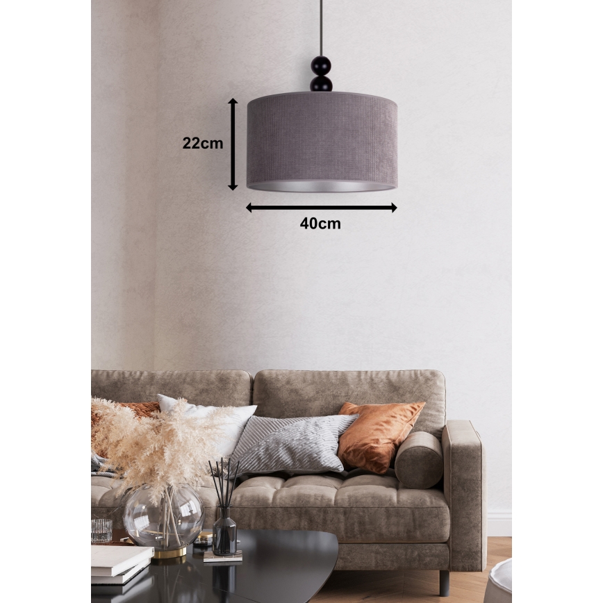 Duolla - Candeeiro suspenso LYON 1xE27/15W/230V diâmetro 40 cm cinzento