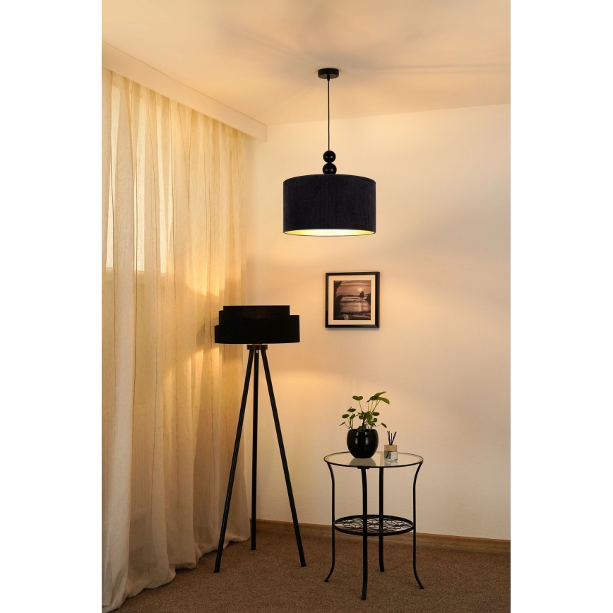 Duolla - Candeeiro suspenso LYON 1xE27/15W/230V diâmetro 40 cm preto