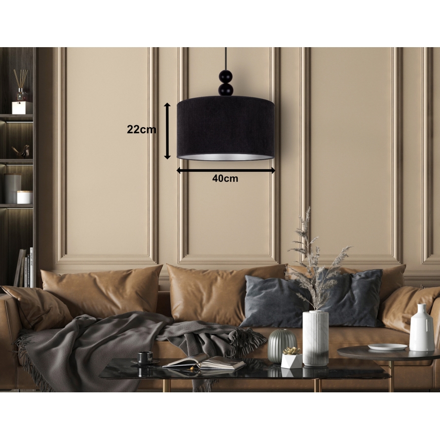 Duolla - Candeeiro suspenso LYON 1xE27/15W/230V diâmetro 40 cm preto