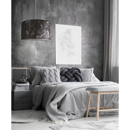 Duolla - Candeeiro suspenso MARBLE 1xE27/40W/230V diâmetro 45 cm preto/branco