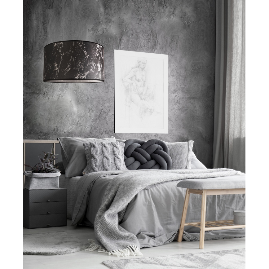 Duolla - Candeeiro suspenso MARBLE 1xE27/40W/230V diâmetro 45 cm preto/branco