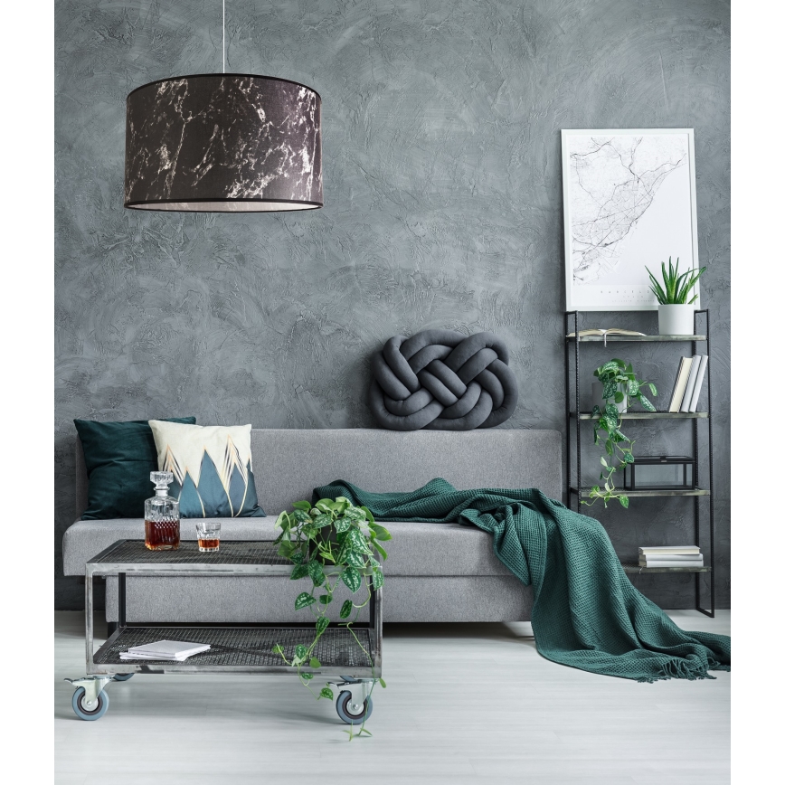 Duolla - Candeeiro suspenso MARBLE 1xE27/40W/230V diâmetro 45 cm preto/branco
