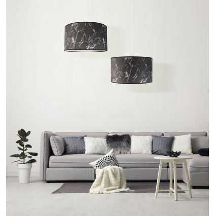Duolla - Candeeiro suspenso MARBLE 1xE27/40W/230V diâmetro 45 cm preto/branco