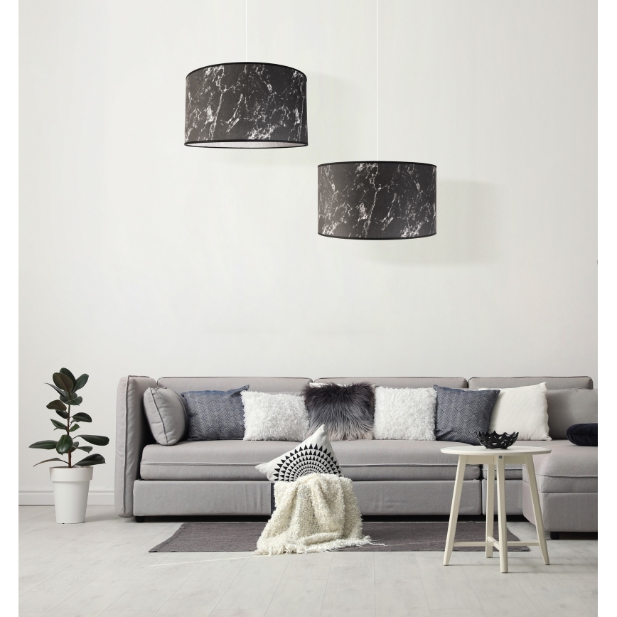 Duolla - Candeeiro suspenso MARBLE 1xE27/40W/230V diâmetro 45 cm preto/branco