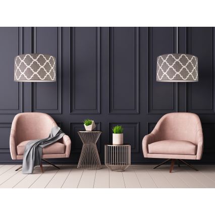 Duolla - Candeeiro suspenso MAROKO 1xE27/40W/230V diâmetro 45 cm cinzento/branco