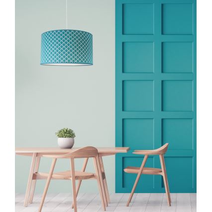 Duolla - Candeeiro suspenso MAROKO 1xE27/40W/230V diâmetro 45 cm turquesa/branco