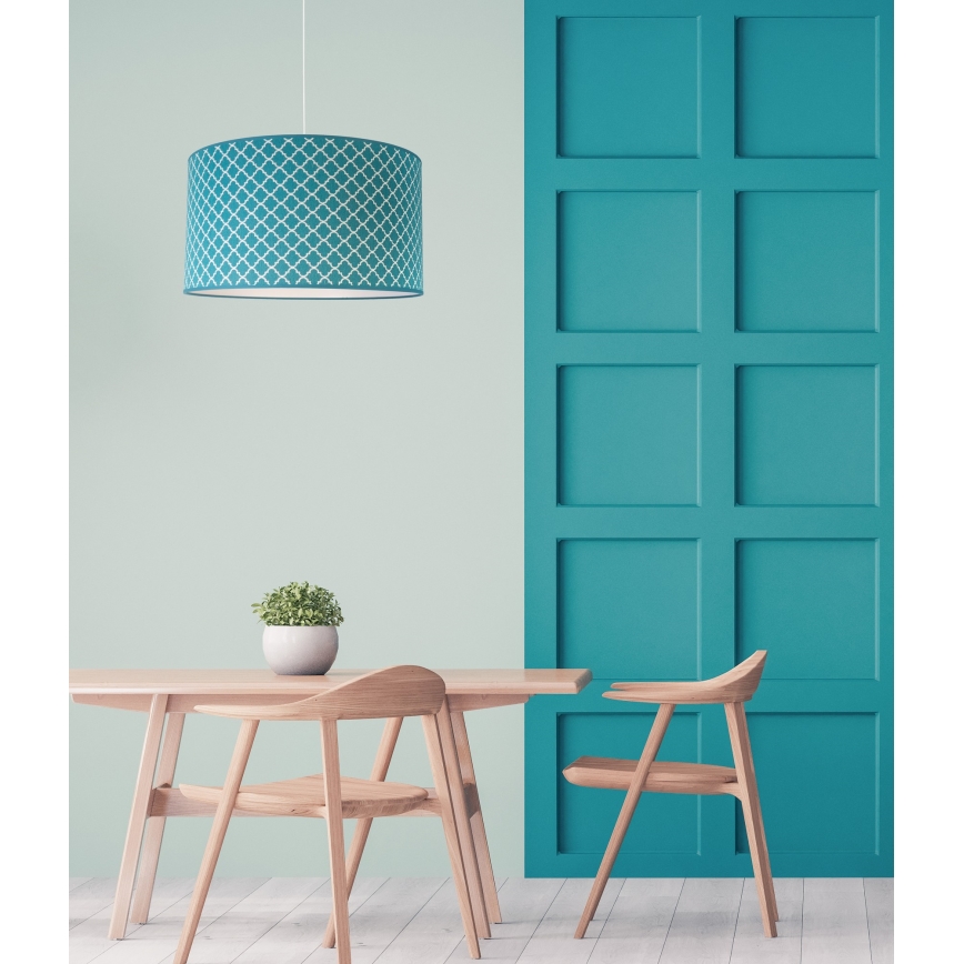 Duolla - Candeeiro suspenso MAROKO 1xE27/40W/230V diâmetro 45 cm turquesa/branco