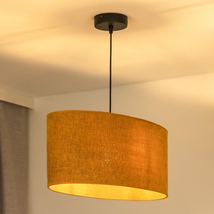 Duolla - Candeeiro suspenso OVAL 1xE27/15W/230V castanho