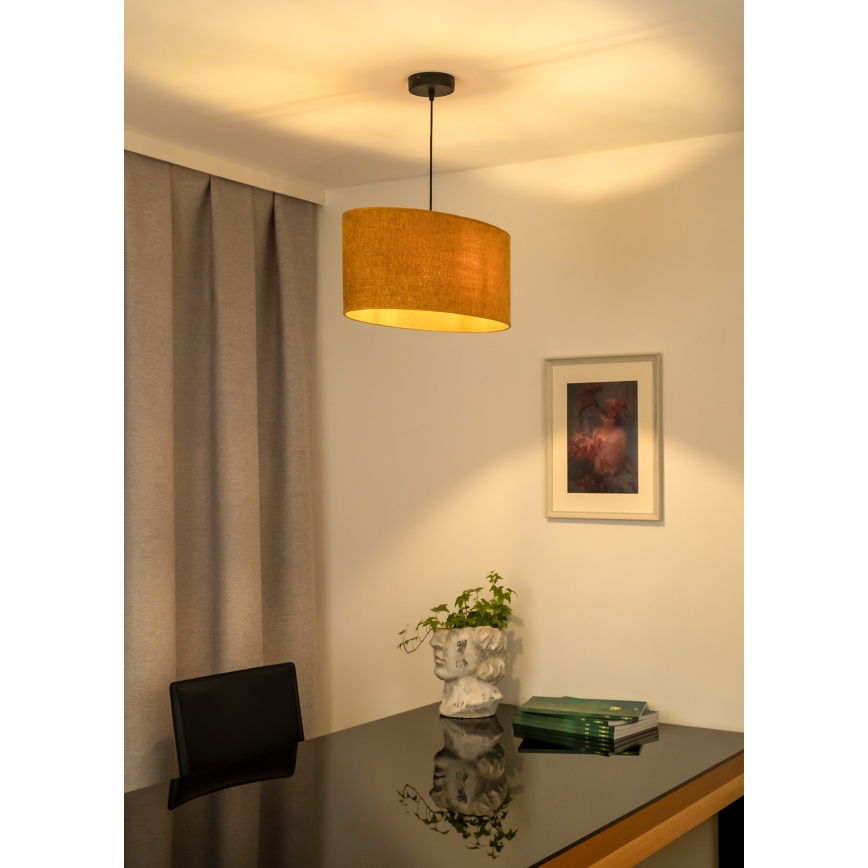 Duolla - Candeeiro suspenso OVAL 1xE27/15W/230V castanho