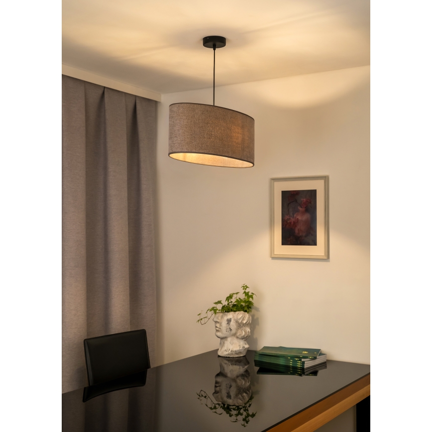 Duolla - Candeeiro suspenso OVAL 1xE27/15W/230V castanho