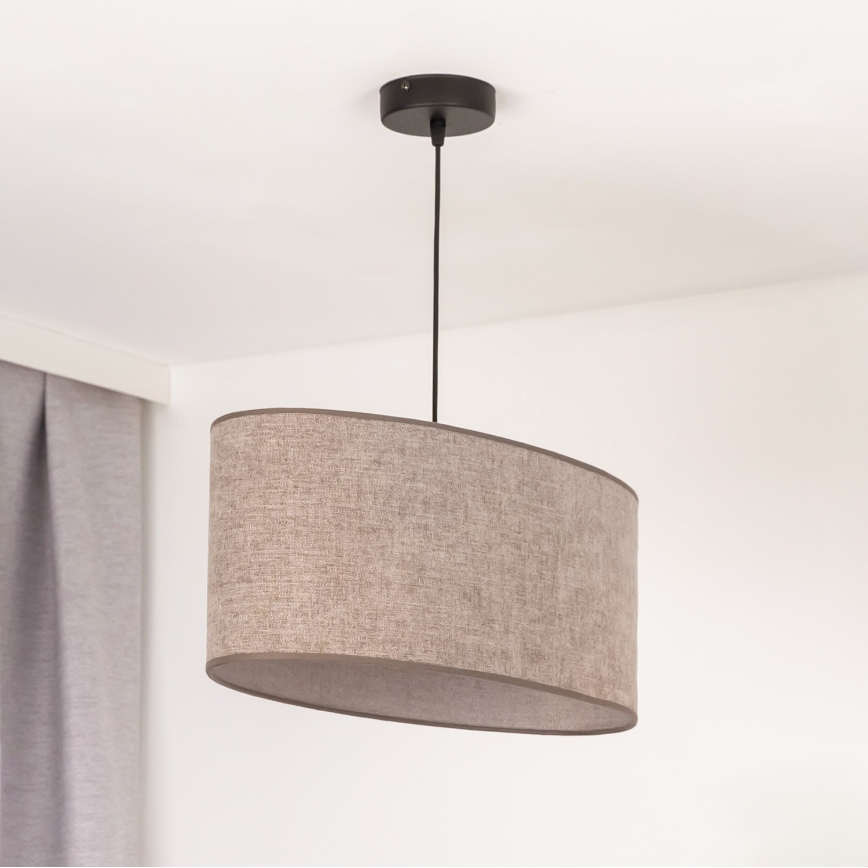 Duolla - Candeeiro suspenso OVAL 1xE27/15W/230V castanho