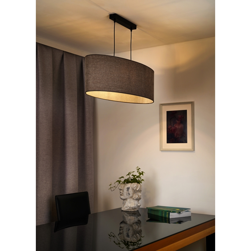 Duolla - Candeeiro suspenso OVAL 2xE27/15W/230V castanho