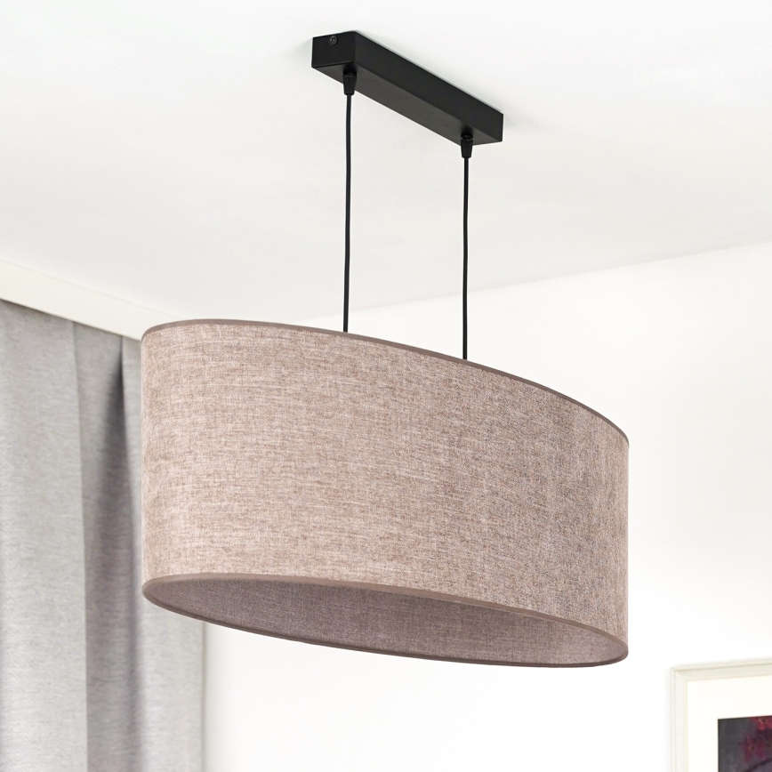 Duolla - Candeeiro suspenso OVAL 2xE27/15W/230V castanho