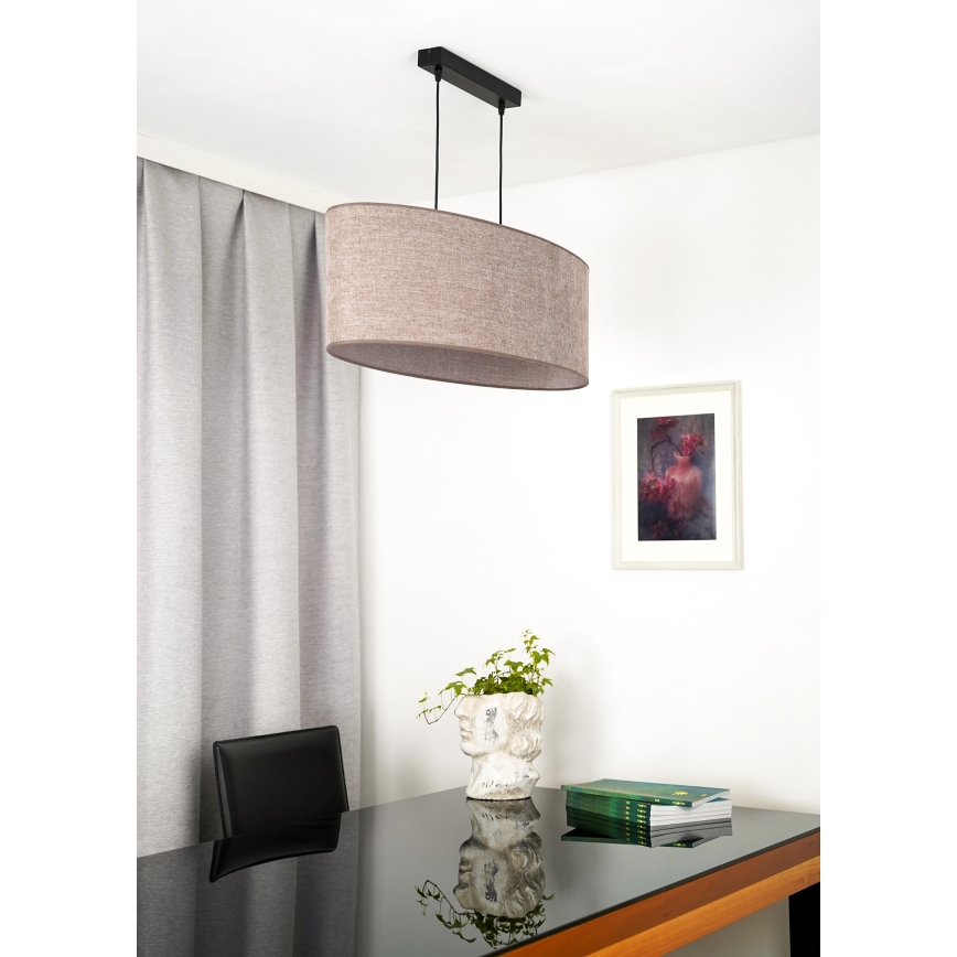 Duolla - Candeeiro suspenso OVAL 2xE27/15W/230V castanho