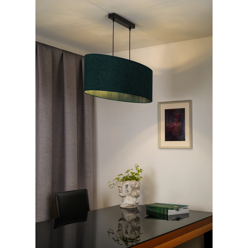 Duolla - Candeeiro suspenso OVAL 2xE27/15W/230V verde