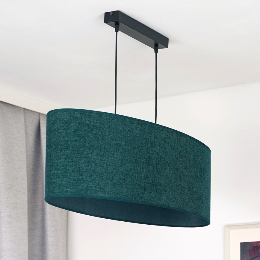 Duolla - Candeeiro suspenso OVAL 2xE27/15W/230V verde