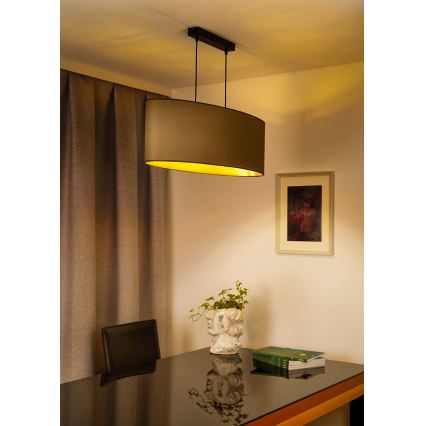 Duolla - Candeeiro suspenso OVAL VEGAN 2xE27/15W/230V bege