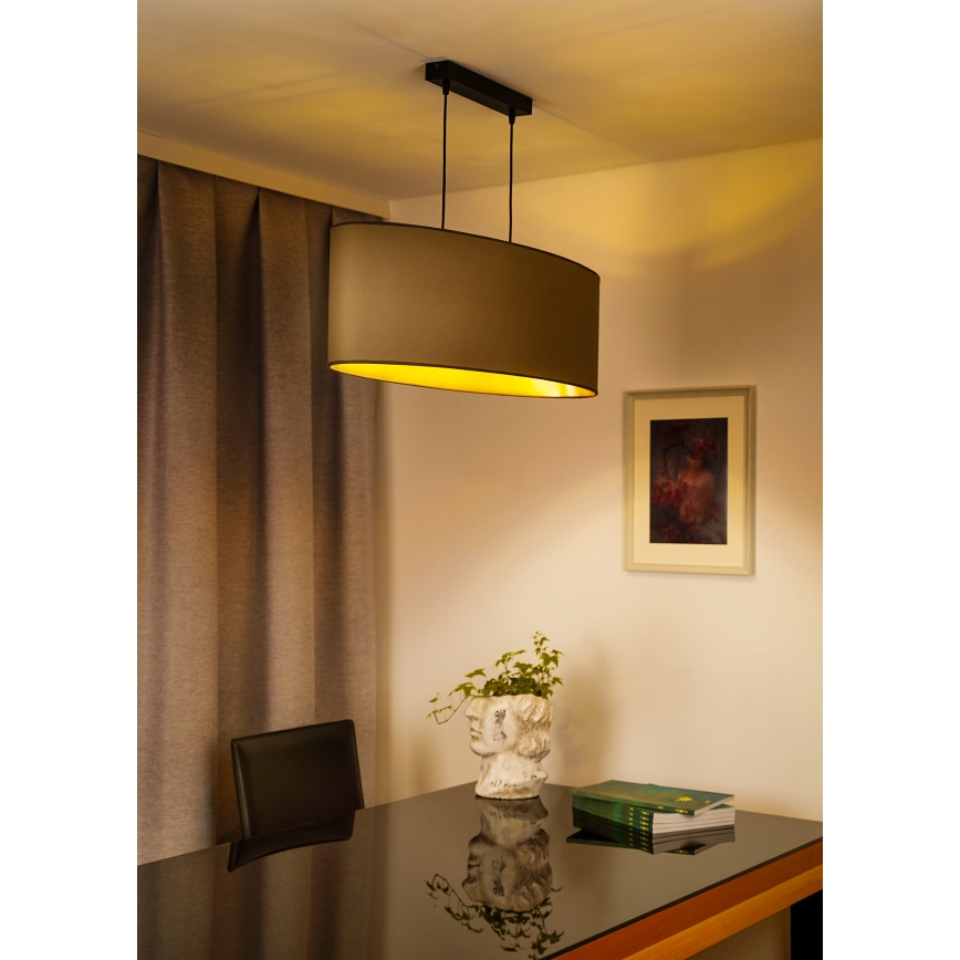 Duolla - Candeeiro suspenso OVAL VEGAN 2xE27/15W/230V bege