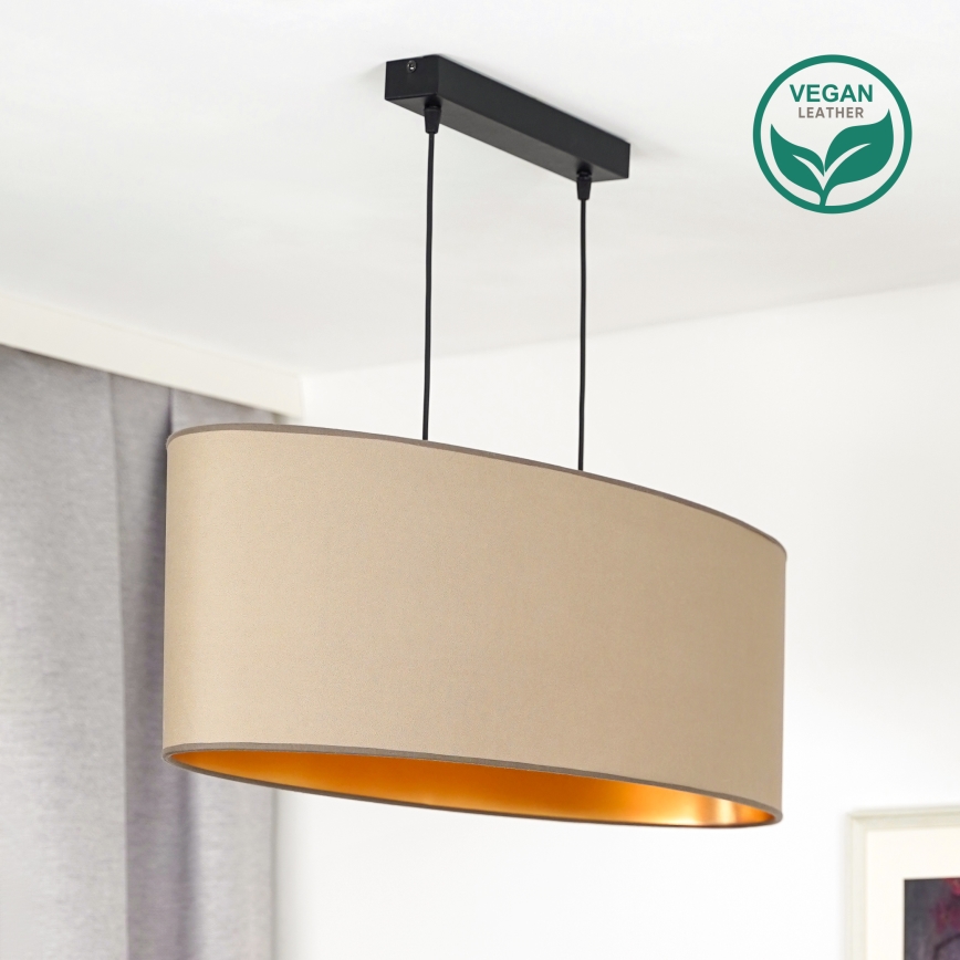Duolla - Candeeiro suspenso OVAL VEGAN 2xE27/15W/230V bege