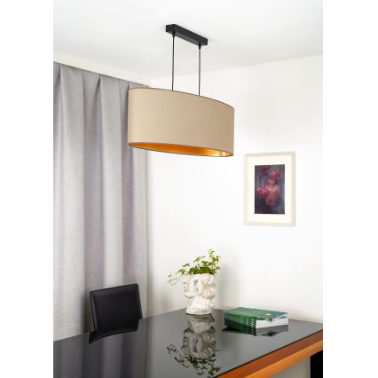 Duolla - Candeeiro suspenso OVAL VEGAN 2xE27/15W/230V bege