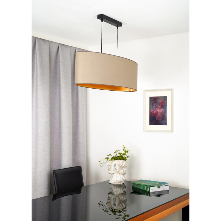 Duolla - Candeeiro suspenso OVAL VEGAN 2xE27/15W/230V bege