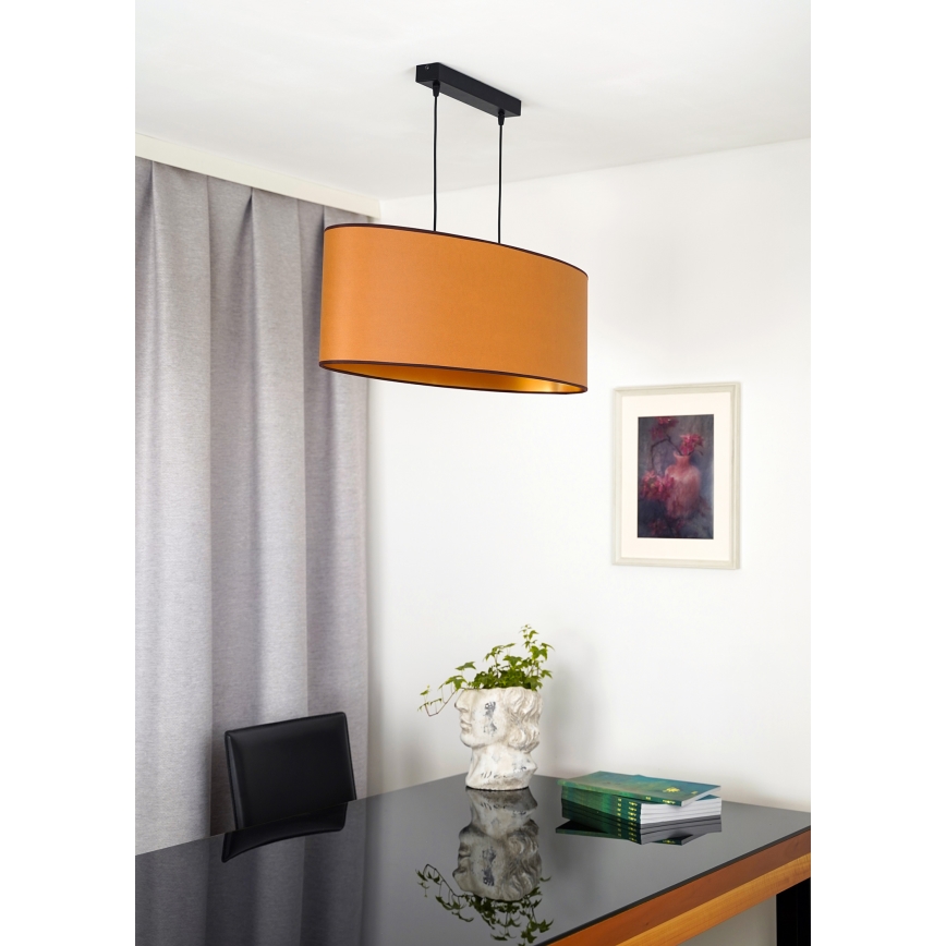 Duolla - Candeeiro suspenso OVAL VEGAN 2xE27/15W/230V castanho