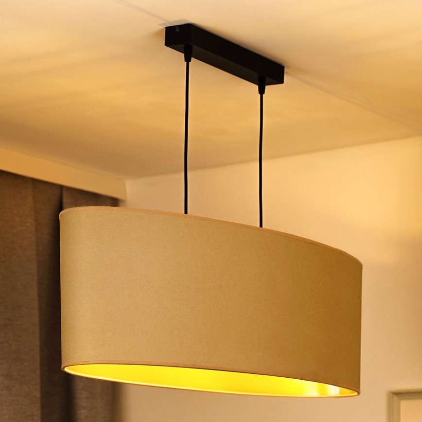 Duolla - Candeeiro suspenso OVAL VEGAN 2xE27/15W/230V creme