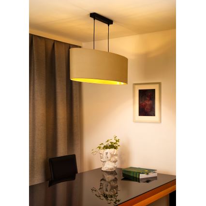 Duolla - Candeeiro suspenso OVAL VEGAN 2xE27/15W/230V creme