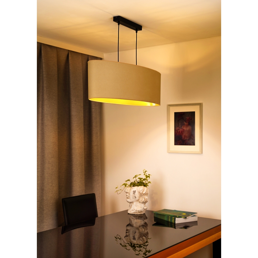 Duolla - Candeeiro suspenso OVAL VEGAN 2xE27/15W/230V creme