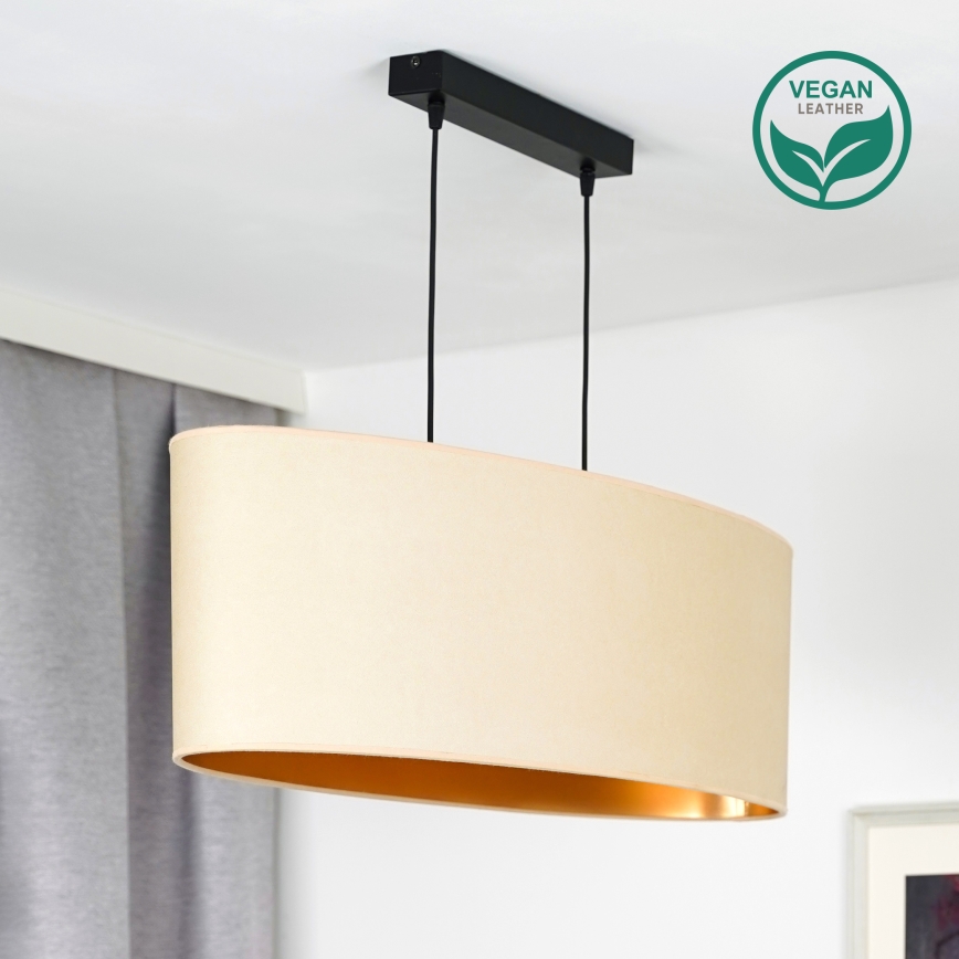 Duolla - Candeeiro suspenso OVAL VEGAN 2xE27/15W/230V creme
