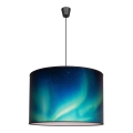 Duolla - Candeeiro suspenso PRINT L 1xE27/40W/230V diâmetro 45 cm preto/turquesa