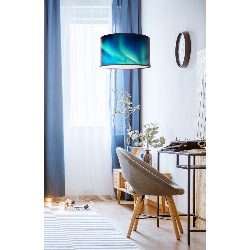 Duolla - Candeeiro suspenso PRINT M 1xE27/40W/230V diâmetro 35 cm turquesa