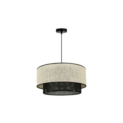 Duolla - Candeeiro suspenso RATTAN YUTE 1xE27/15W/230V diâmetro 45 cm creme/preto