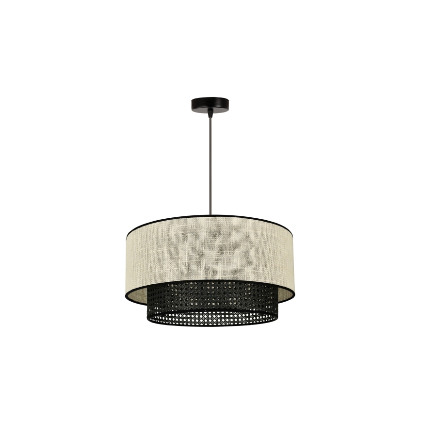 Duolla - Candeeiro suspenso RATTAN YUTE 1xE27/15W/230V diâmetro 45 cm creme/preto
