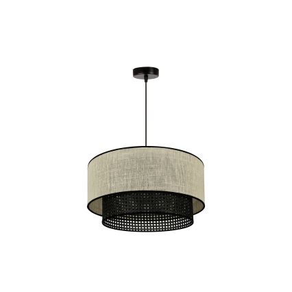 Duolla - Candeeiro suspenso RATTAN YUTE 1xE27/15W/230V diâmetro 45 cm creme/preto
