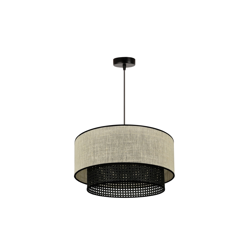Duolla - Candeeiro suspenso RATTAN YUTE 1xE27/15W/230V diâmetro 45 cm creme/preto