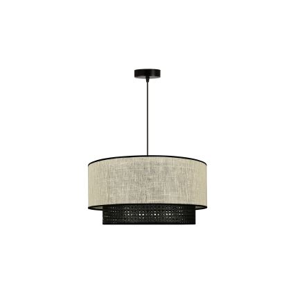 Duolla - Candeeiro suspenso RATTAN YUTE 1xE27/15W/230V diâmetro 45 cm creme/preto