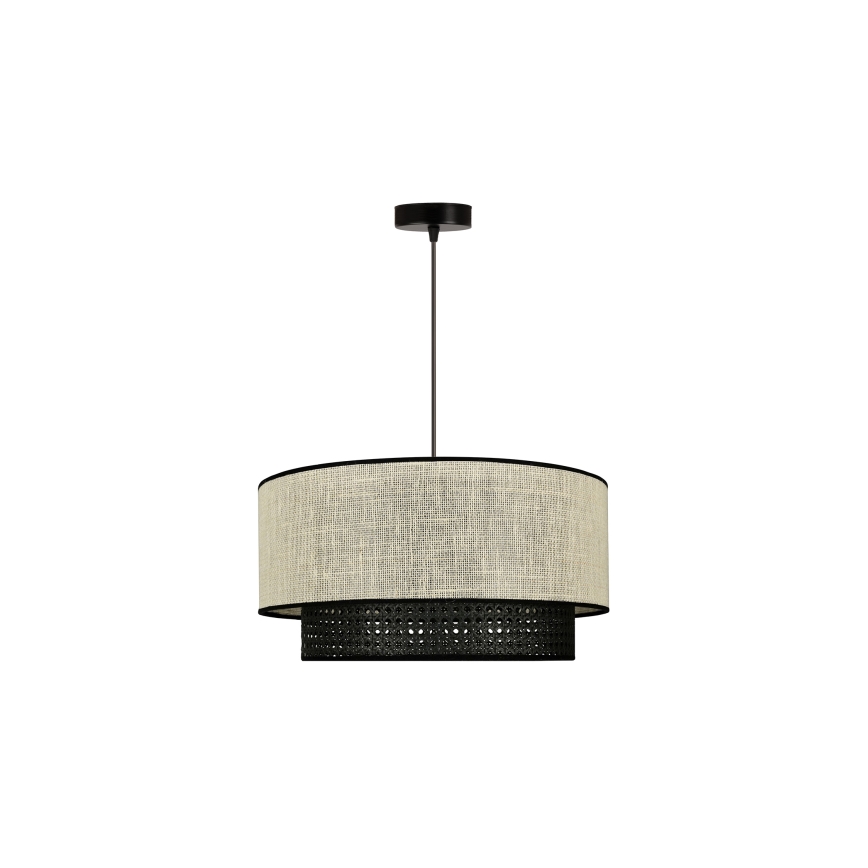 Duolla - Candeeiro suspenso RATTAN YUTE 1xE27/15W/230V diâmetro 45 cm creme/preto