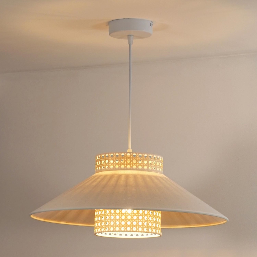 Duolla - Candeeiro suspenso RIO RATTAN 1xE27/15W/230V diâmetro 45 cm bege/vime