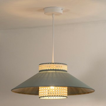 Duolla - Candeeiro suspenso RIO RATTAN 1xE27/15W/230V diâmetro 45 cm verde/vime