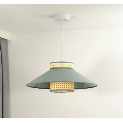 Duolla - Candeeiro suspenso RIO RATTAN 1xE27/15W/230V diâmetro 45 cm verde/vime