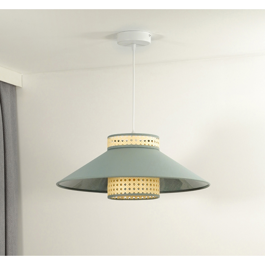Duolla - Candeeiro suspenso RIO RATTAN 1xE27/15W/230V diâmetro 45 cm verde/vime