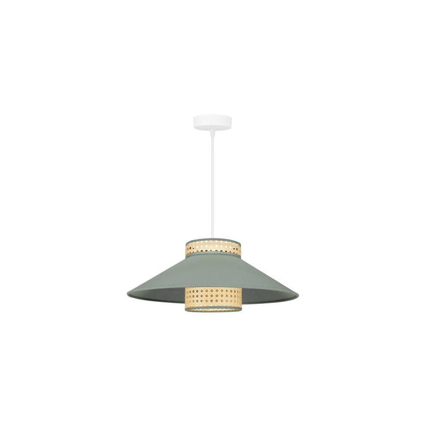 Duolla - Candeeiro suspenso RIO RATTAN 1xE27/15W/230V diâmetro 45 cm verde/vime