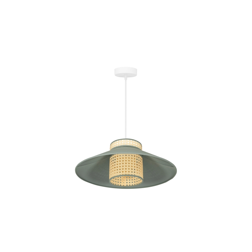 Duolla - Candeeiro suspenso RIO RATTAN 1xE27/15W/230V diâmetro 45 cm verde/vime