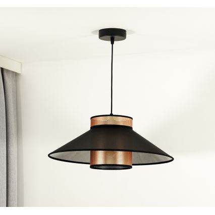 Duolla - Candeeiro suspenso RIO SHINY 1xE27/15W/230V diâmetro 45 cm preto/cobre