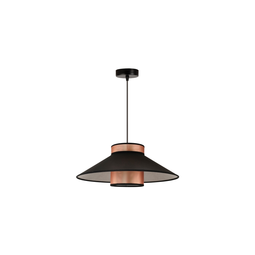 Duolla - Candeeiro suspenso RIO SHINY 1xE27/15W/230V diâmetro 45 cm preto/cobre