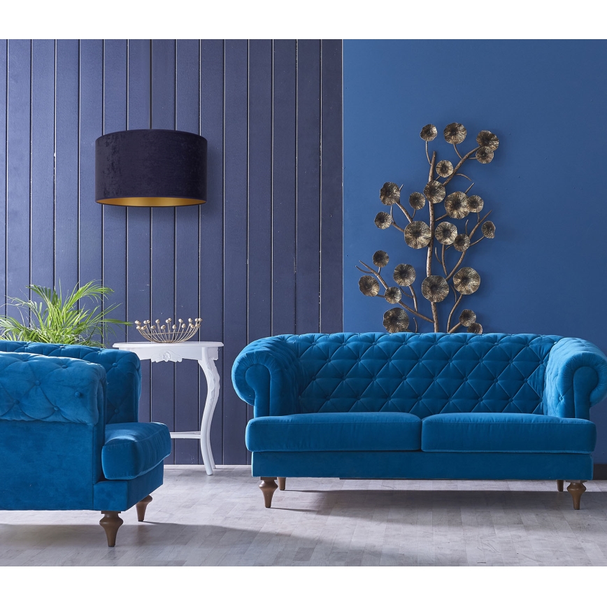 Duolla - Candeeiro suspenso ROLLER 1xE27/15W/230V diâmetro 40 cm azul/dourado