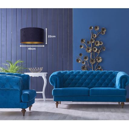 Duolla - Candeeiro suspenso ROLLER 1xE27/15W/230V diâmetro 40 cm azul/dourado