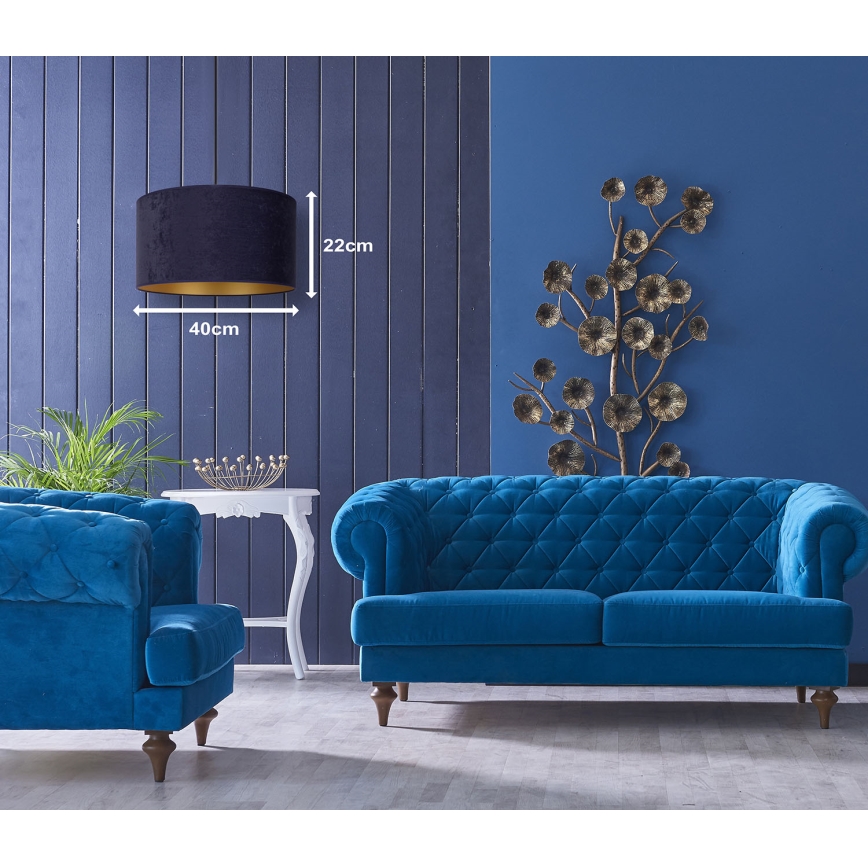 Duolla - Candeeiro suspenso ROLLER 1xE27/15W/230V diâmetro 40 cm azul/dourado